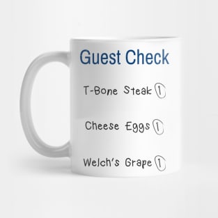 Guest Check T-bone Steak Cheese Eggs Welch’s Grape Mug